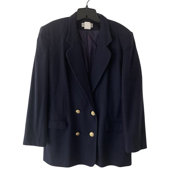 Wool Blazer Navy Gold Crest Buttons 12 Double Breasted Ivy League Academia Ivy - Picture 13 of 13
